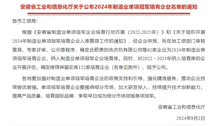 祝賀公司繼續(xù)獲2022－2023年單項冠軍培育企業(yè)（評估合格繼續(xù)留庫）！